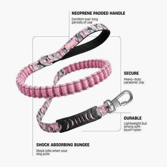 Bungee Dog Leash - Pink Camo