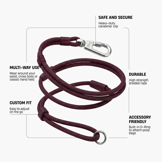 Hands Free Leash - Burgundy