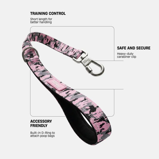 Short Trainer Dog Leash - Pink Camo